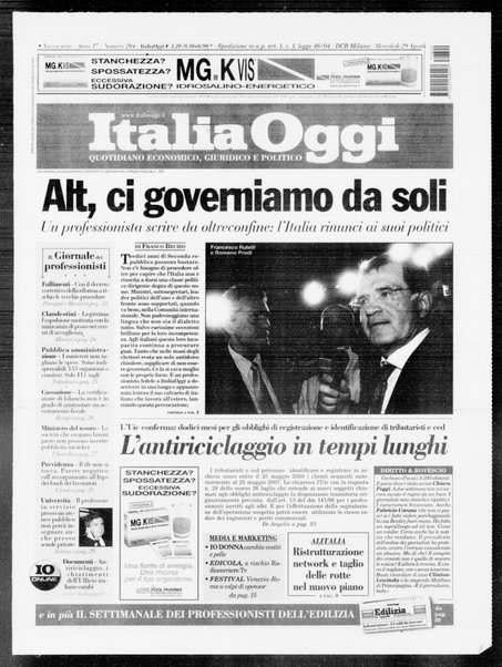 Italia oggi : quotidiano di economia finanza e politica